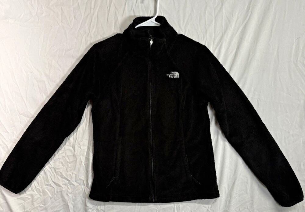 The North Face Women's Black Full Zip Fleece Jacket Logo Pockets Collared S/P